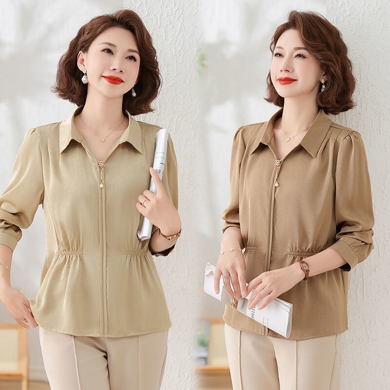Mother's Spring and Autumn Long-Sleeve Thin Shirt 2026 New Fashionable Blouse for Middle-Aged and Elderly Women's Fashion Shirt Top Mother's Spring and Autumn Long-Sleeve Thin Shirt 2026 New Fashionable Blouse for Middle-Aged and Elderly Women's Fashion Shirt Top