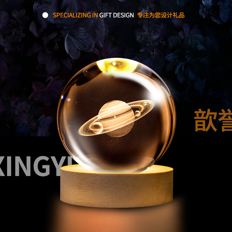 Luminosa galaxia cristal bola noche luz galaxia cristal artesanía 3D láser interior talla Regalo de Cumpleaños decoración creativa