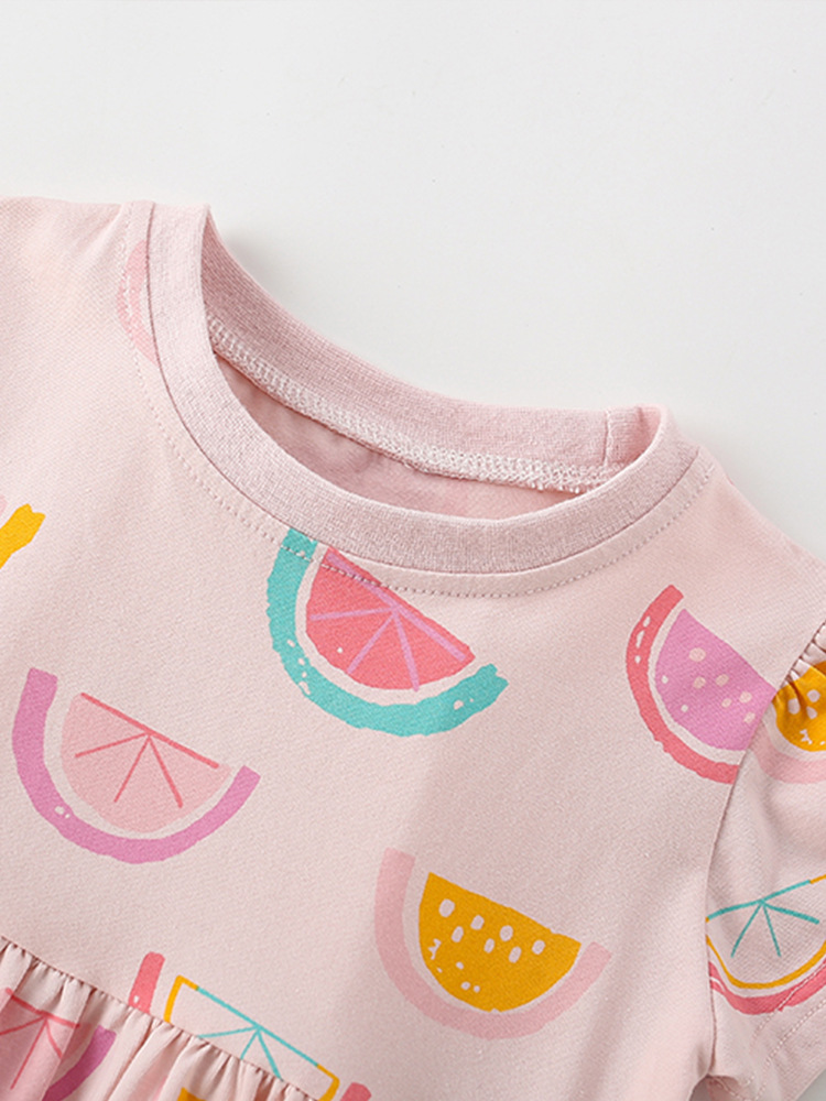 Vestido de princesa de niña de estilo europeo y americano malwee transfronterizo, vestido de niña de manga corta con cuello redondo para niños de verano
