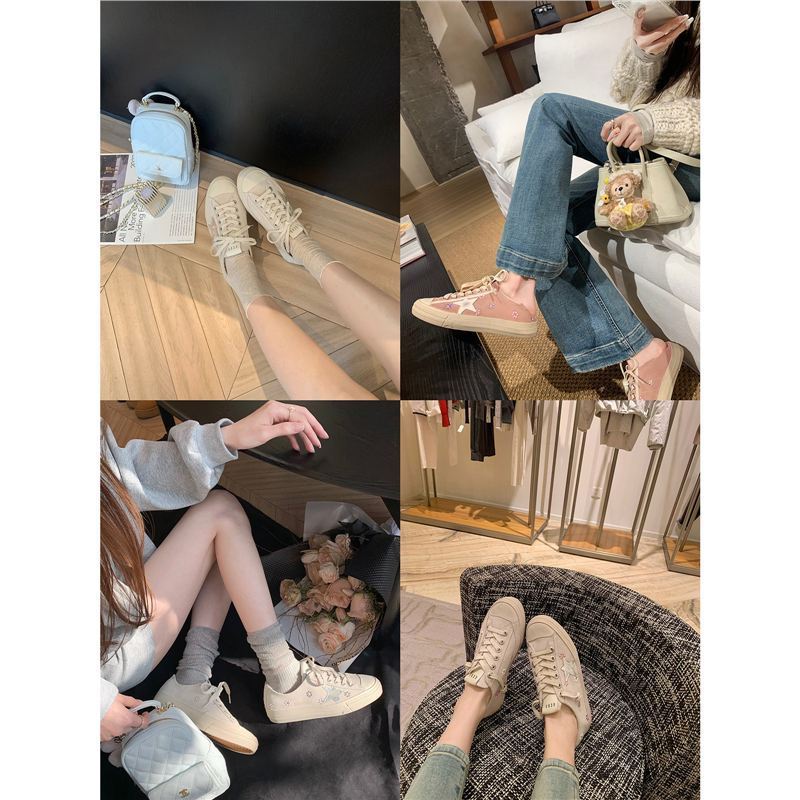 Grape Mom Studiolee 新しい多用途本革パールフラワー年齢軽減カジュアルレースアップスターダーティーシューズ女性用|undefined