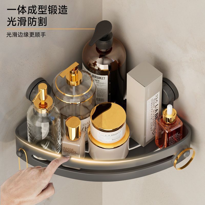 加厚吸盘三角置物架卫生间浴室用品收纳架免打孔转角架壁挂卫浴架|undefined
