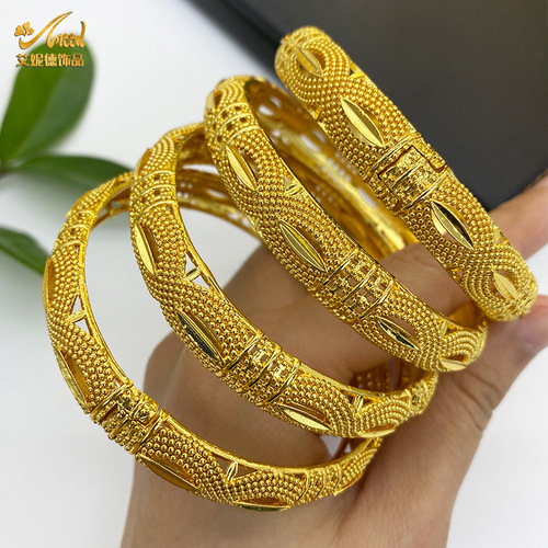 Cross-border 24k gold-plated bracelet Dubai wedding Indian Nigeria women's bridal sand gold bracelet Jewelry wholesale