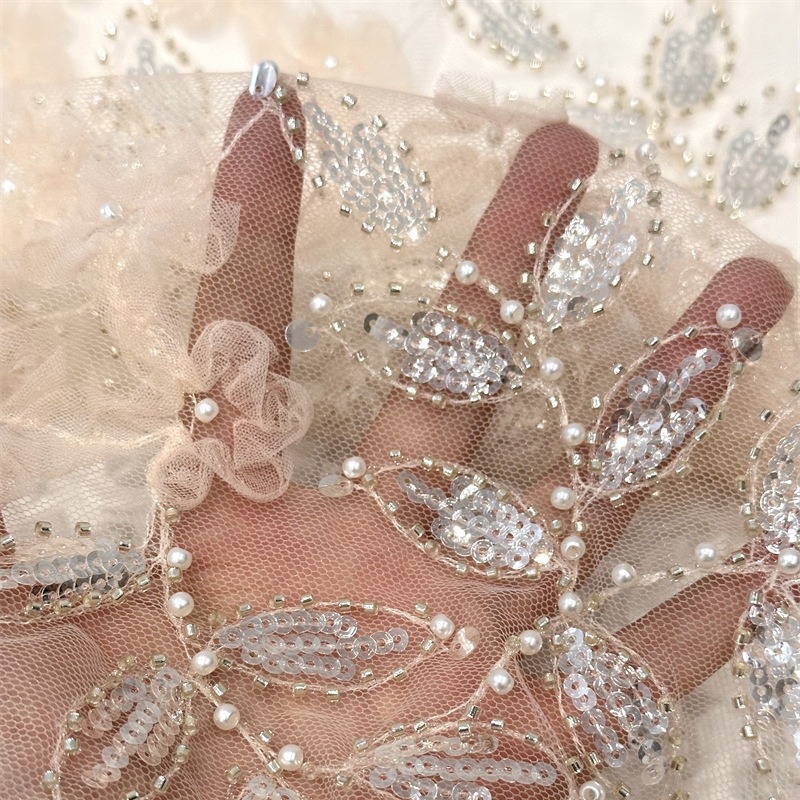 Moda ligera y lujosa estética pequeña fresca vestido de boda vestido espectáculo de escenario tela de encaje al por mayor