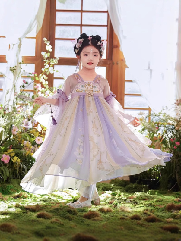 漢服女の子古代中国風ドレス 2025 新しい子供の古代唐装プリンセスドレス女の子スカート夏|undefined