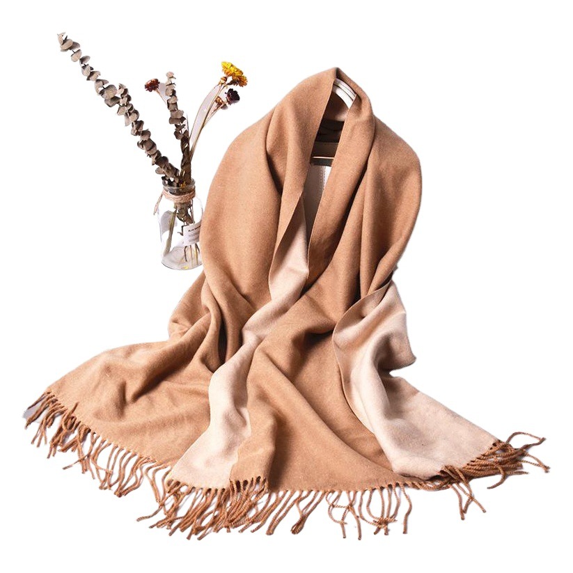 Autumn and winter double-sided solid color cashmere scarf women's winter thick two-color warm shawl fashion scarf wholesale