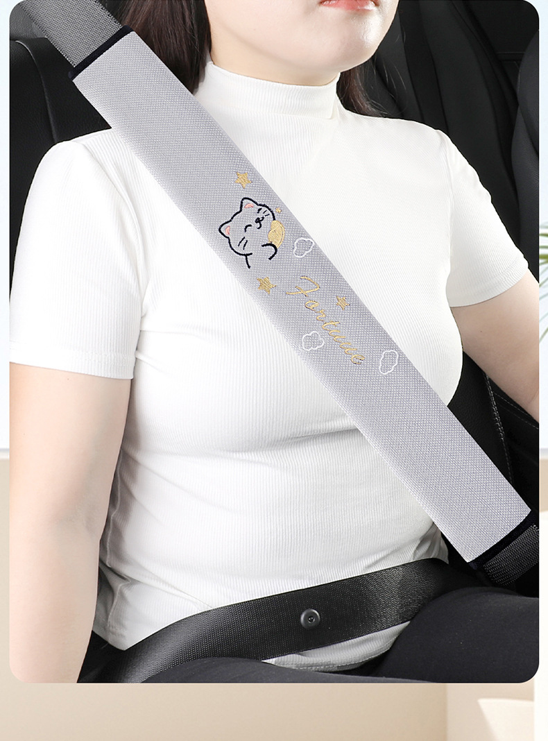2026 New Car Seatbelt Shoulder Pad Protective Cover, Comfortable Anti-Strangling Cartoon 5-Color Cat Seatbelt Shoulder Pad Cover