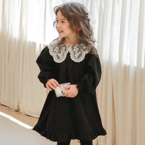 2024 Spring Strawberry Shan Korean Children's Clothing Children's Girls Fashionable Lace Collar Fungus Trimmed Fishtail Skirt