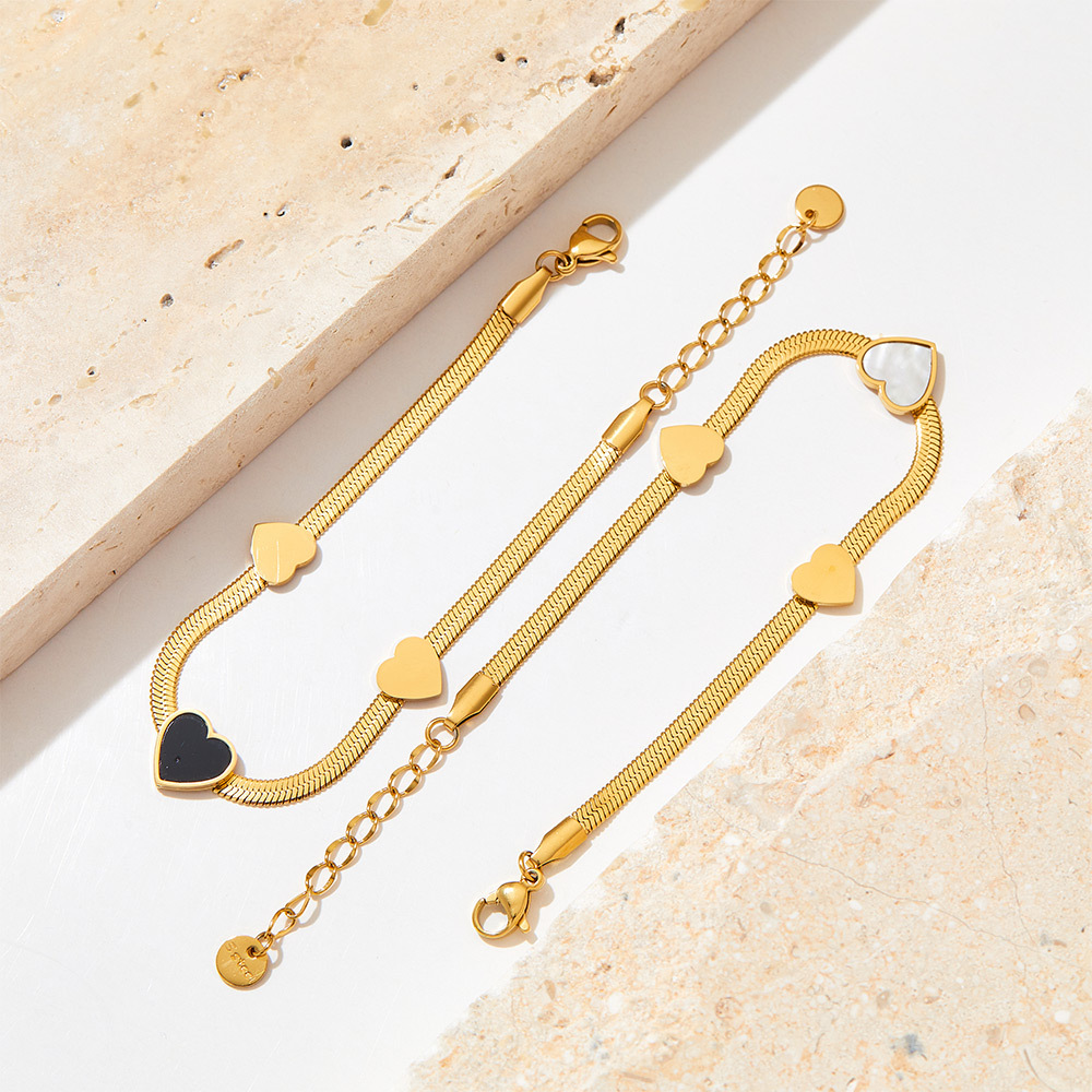 Bracelets, Necklace Classification Handmade Chain Chain Type 1 Piece, 1 Set Quantity PVD Coated Real Gold Plated 16K Gold White Gold Plated Gold Plating Heart Shape 304 Stainless Steel Titanium Steel Classic Style Waterproof Non Tarnish Bracelets Necklace