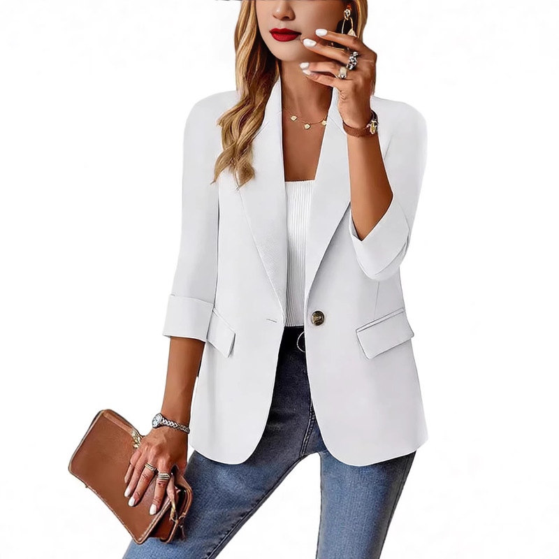 2026 New Amazon Wish Hot-Selling Item Autumn Three-Quarter Sleeve Solid Color Multi-Color Cardigan Blazer for Women 2026 New Amazon Wish Hot-Selling Item Autumn Three-Quarter Sleeve Solid Color Multi-Color Cardigan Blazer for Women