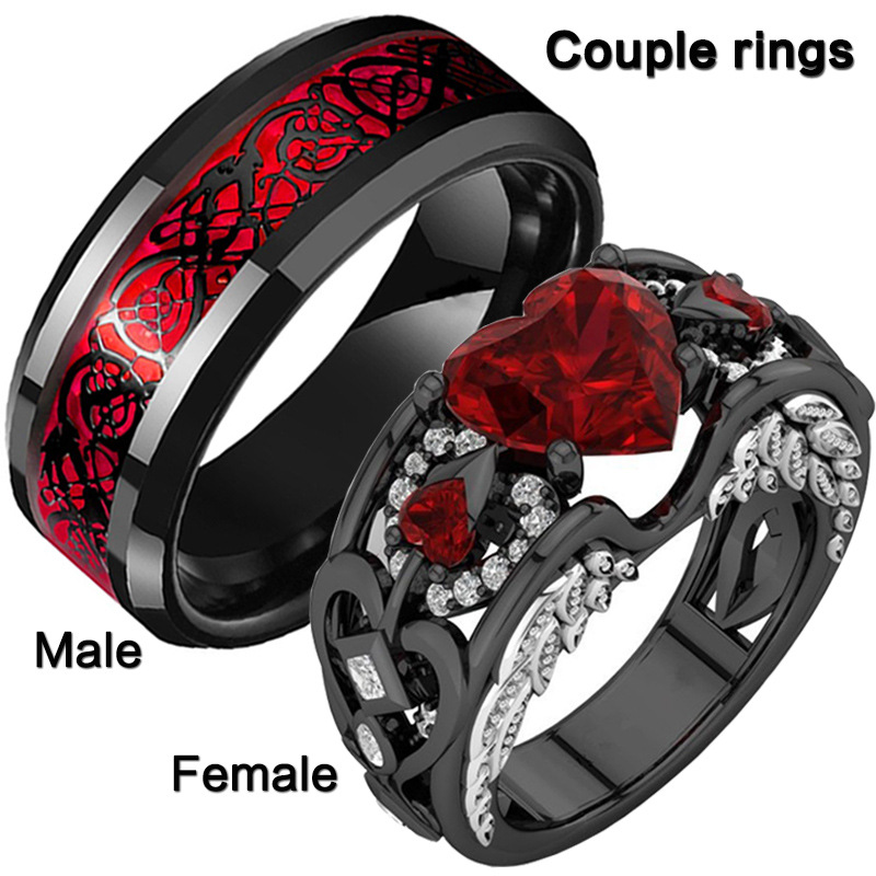 Casual Simple Style Heart Shape Metal Plating Inlay Artificial Gemstones Couple Rings display picture 1