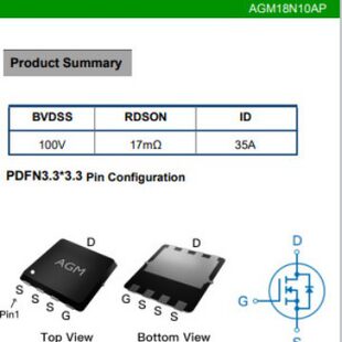 Core control source AGM18N10AP N tube 100V internal resistance 17mR package PDFN3.3*3.3