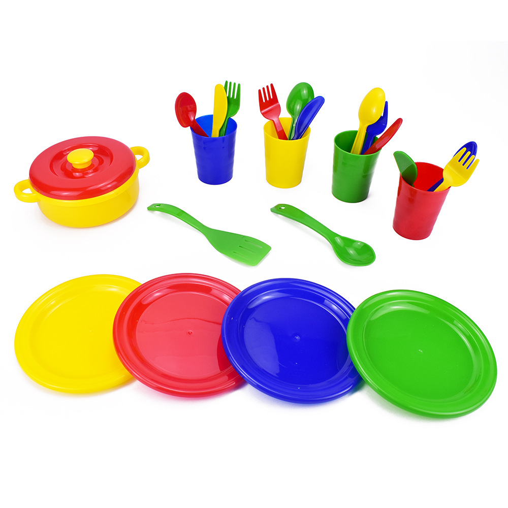 Cross-border Early Childhood Children's Play Role-playing Game Plastic Toys Kitchen Kitchenware Tableware 24-piece Set