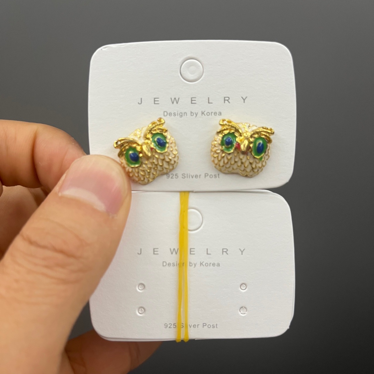 Kp916加厚加硬四孔耳饰包装卡片925sliver字样耳钉卡片耳环吊牌纸