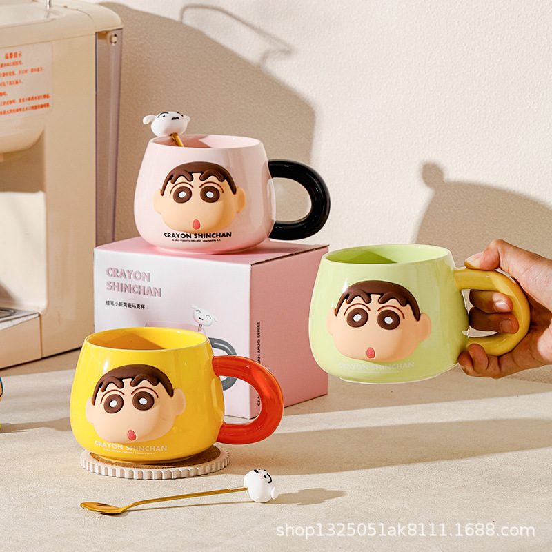 Crayón pequeño nuevo taza de cerámica encantadora taza de leche doméstica de alto valor de pareja taza de café regalo