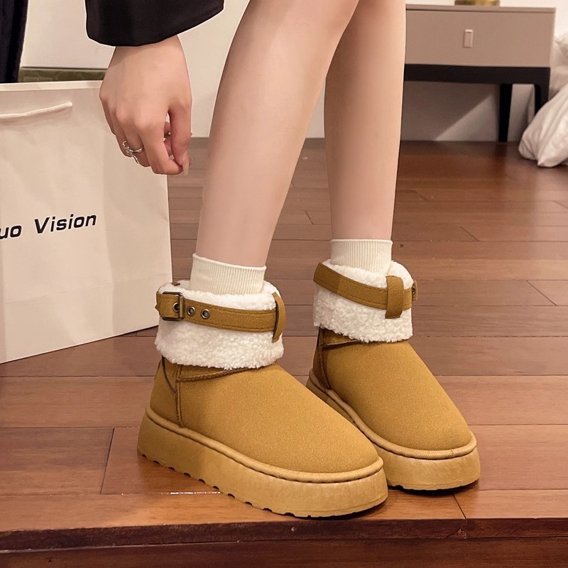 Winter warm non-slip casual low boots platform flat