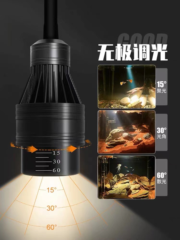 South American Tank Spot Light, Aquarium Landscape Lighting Special LED Zoom Waterproof Ultra Bright Clip Light for Aquatic Plants and Dragons Native