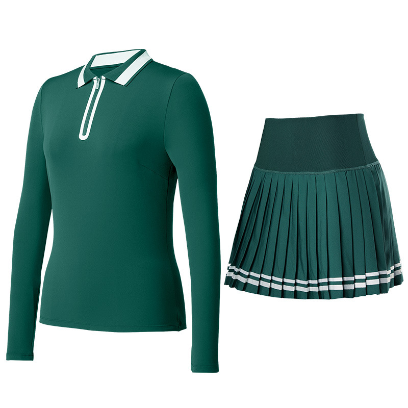 Trajes deportivos de mujeres polo camisa de mangas largas golf adelgazante tenis ropa deportiva casual tenis falda corta dos piezas