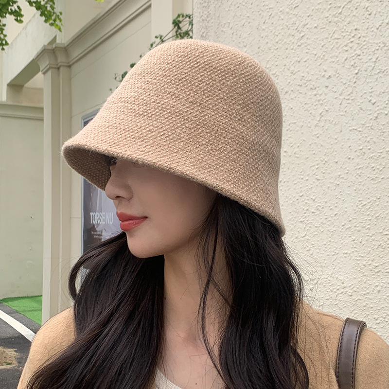 日系羊羔毛水桶帽子女冬季韩系素颜百搭盆帽显脸小保暖护耳渔夫帽|undefined
