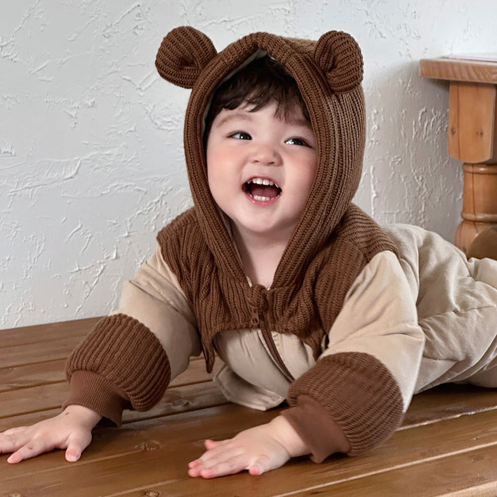 Ropa de bebé, ropa de invierno para bebés, chaqueta acolchada de algodón, hombres y mujeres gruesos, una pieza, chaqueta de salida súper linda, bebé de invierno