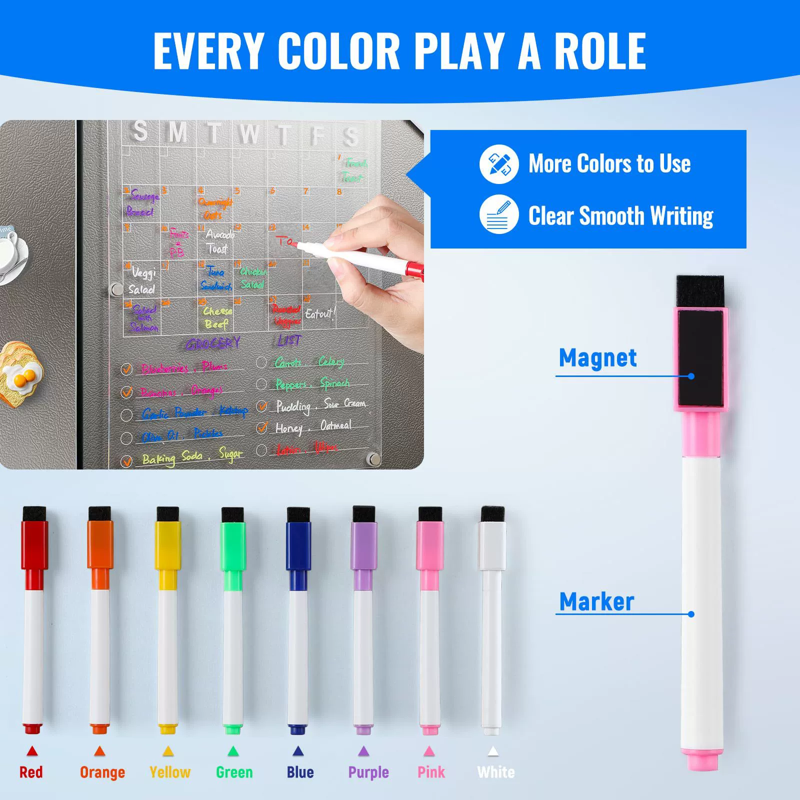 Магнитный всасывающий прозрачный холодильник календарная доска акриловой доски объявлений Дисплеи магнитной акриловой сухой скраб