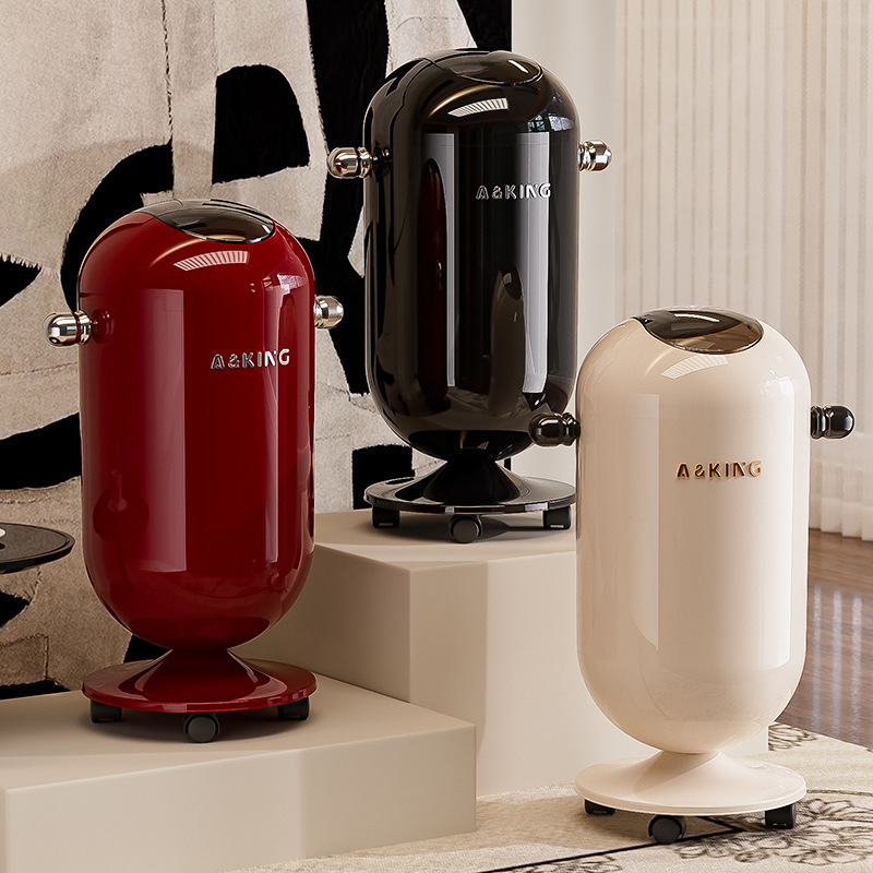 Creative Trash Can for Living Room, Tall Storage Bin with Flip Lid, Wheeled Mobile Cleaning Bin, Thickened Double Bin with Lid, Sanitary Bin