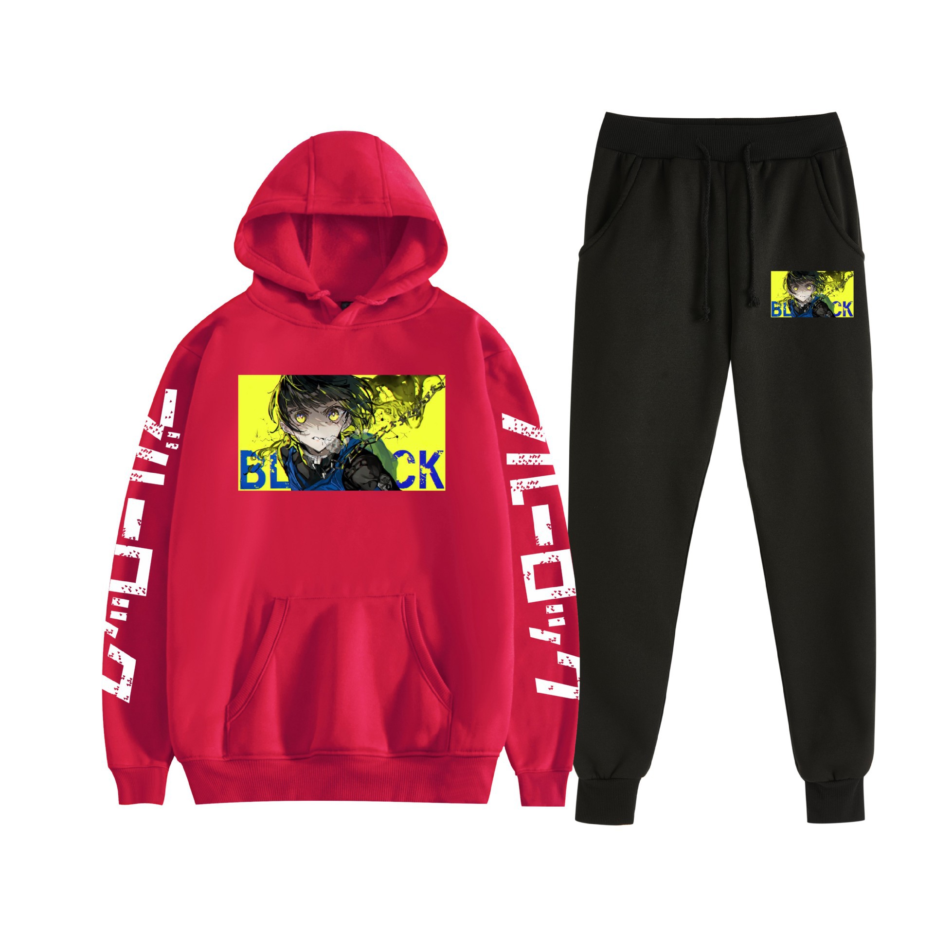 Cross-border BLUE LOCK prisión azul nuevo anime más terciopelo suelto traje de suéter con capucha para hombres y mujeres