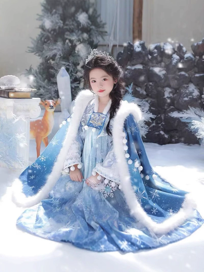 Детский костюм Hanfu для девочек осень-зима 2024 новый детский стиль