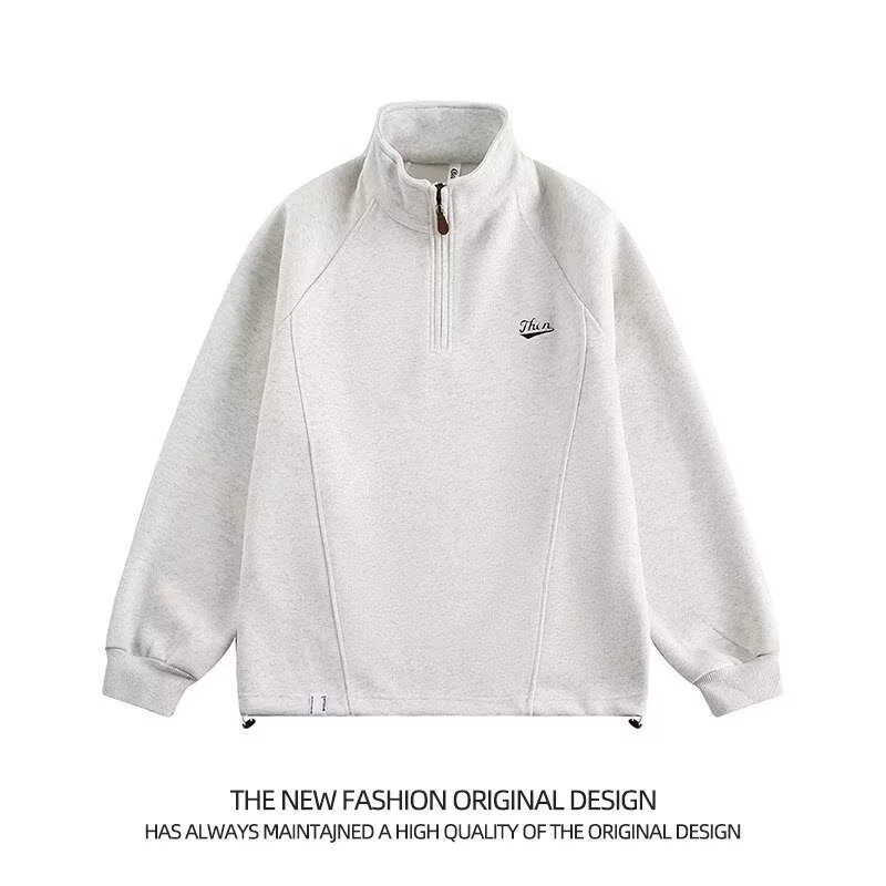 2025 новый осенний и зимний минималистский вышивка полутрамбовка свитера на молнии мужской прилив свободный досуг спортивная одежда