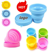 户外旅行折叠水杯硅胶漱口杯可伸缩旅游迷你水杯便携式压缩折叠杯