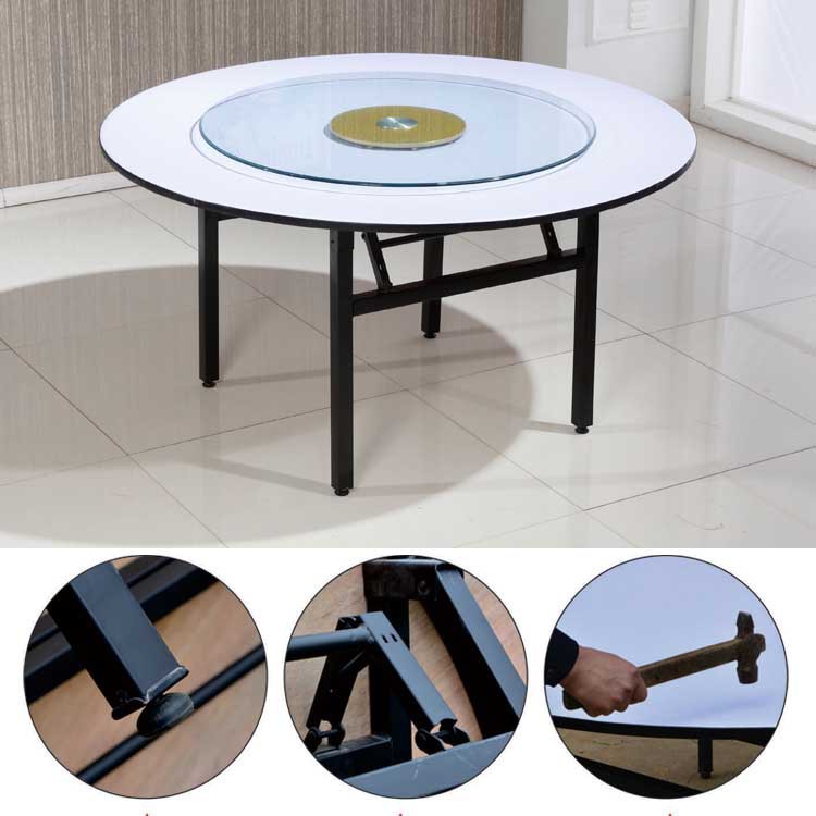 Modern Simple Foldable Large Round Table Hotel Banquet Training Conference Restaurant Table and Chair Combination Hotel Dining Table