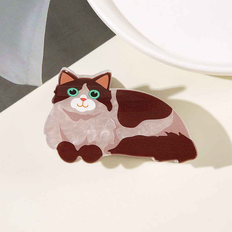 キラキラガールかわいい漫画ペット猫小さなクリップニッチデザイナー子猫後頭部半分ヘアクリップ|undefined