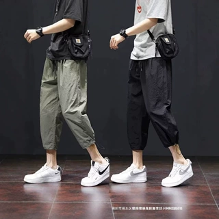 春秋薄款男士八分裤束脚宽松日常夏裤子简约潮流百搭运动休闲裤潮