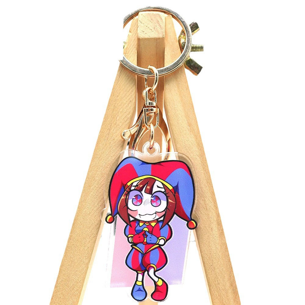 (2개) 재고 크로스 국경 놀라운 디지털 서커스 디지털 서커스 아크릴 키 체인 펜던트