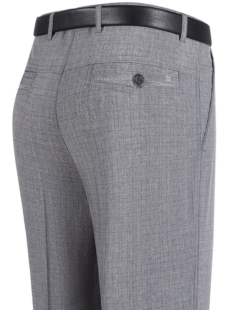 Ice Silk Thin Linen Middle-Aged Men's Pants Summer Long Loose Casual Dress Pants for Middle-Aged and Elderly Men