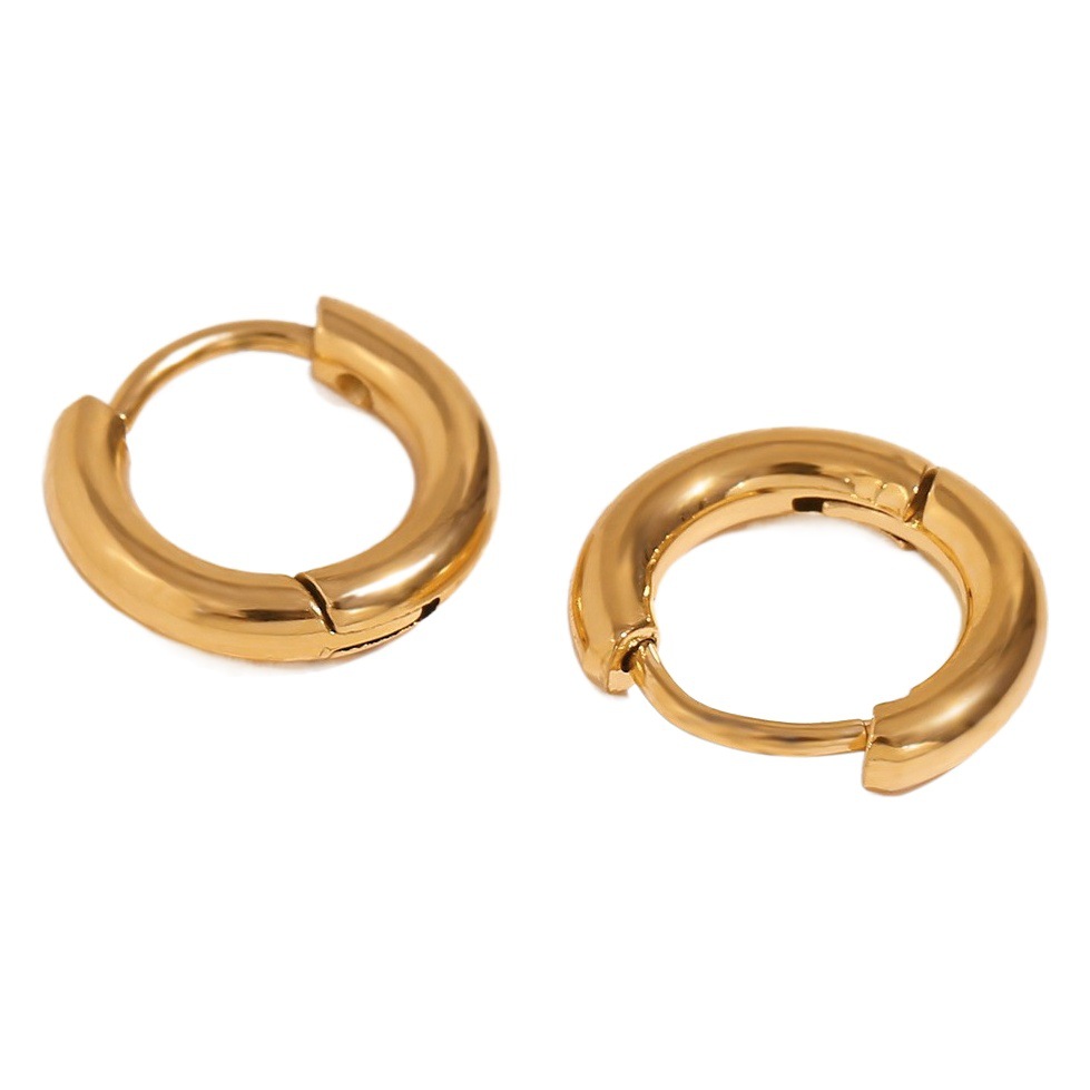 Fashionable Ear Cuffs and Hoop Earrings, Niche Stainless Steel 18K Plated Micro-Inlaid Solid Earrings Set with a High-End Feel