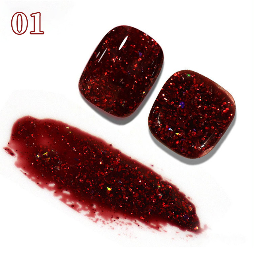 Año nuevo diamante rojo esmalte de uñas pegamento neto rojo esmalte de uñas pegamento de sangre blanco transparente rojo roto diamante flash fototerapia pegamento para salón de uñas
