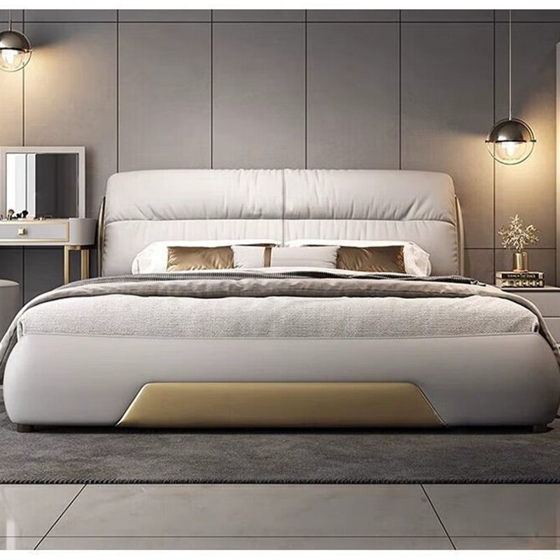 Italian-Style Light Luxury Top-Layer Genuine Leather Bed, Modern Minimalist Master Bedroom Luxurious Large Soft Cushion Double High-End Grand Wedding Bed