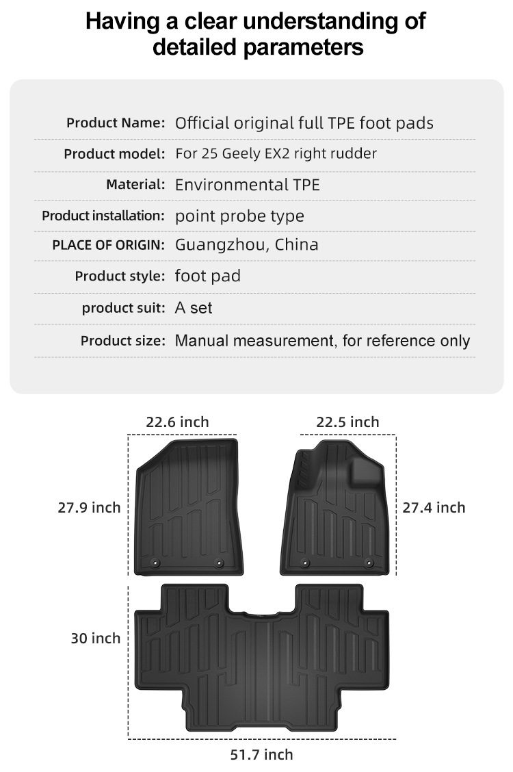 Suitable for 25 Models of Geely Ex2 Car Floor Mats, Tpe Floor Mats, All-Weather, Model-Specific Floor Mats, Cross-Border