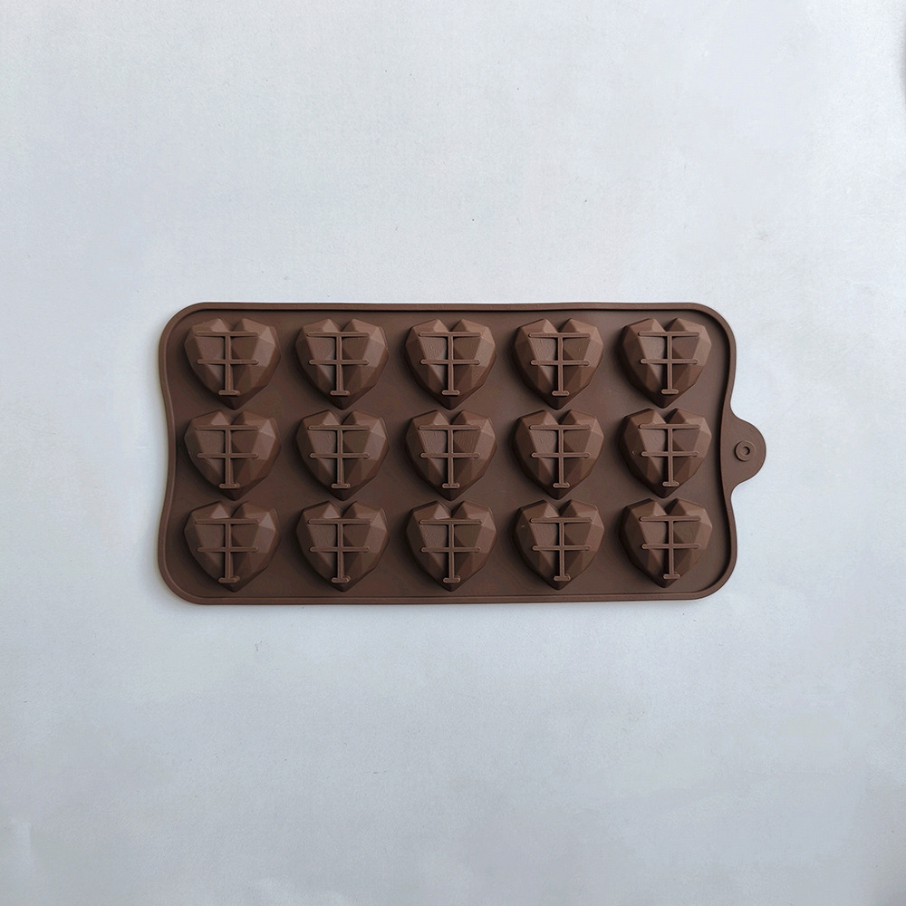 Silicone 15 incluso diamantes amor chocolate molde de hielo DIY pastel decoración herramienta de horneado 68