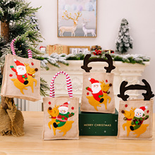 跨境新款圣诞节装饰品条纹手提袋卡通礼物袋儿童糖果袋礼品苹果袋