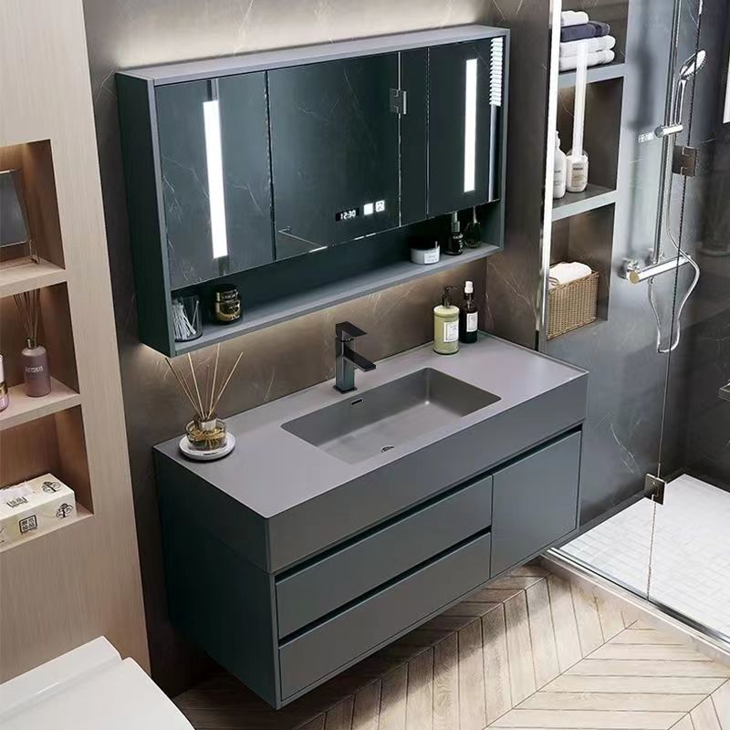 Minimalist Bathroom Cabinet Set with Integrated Rock Washbasin and Sink Cabinet Combination, Toilet Bathroom Cabinet Clearance Sale