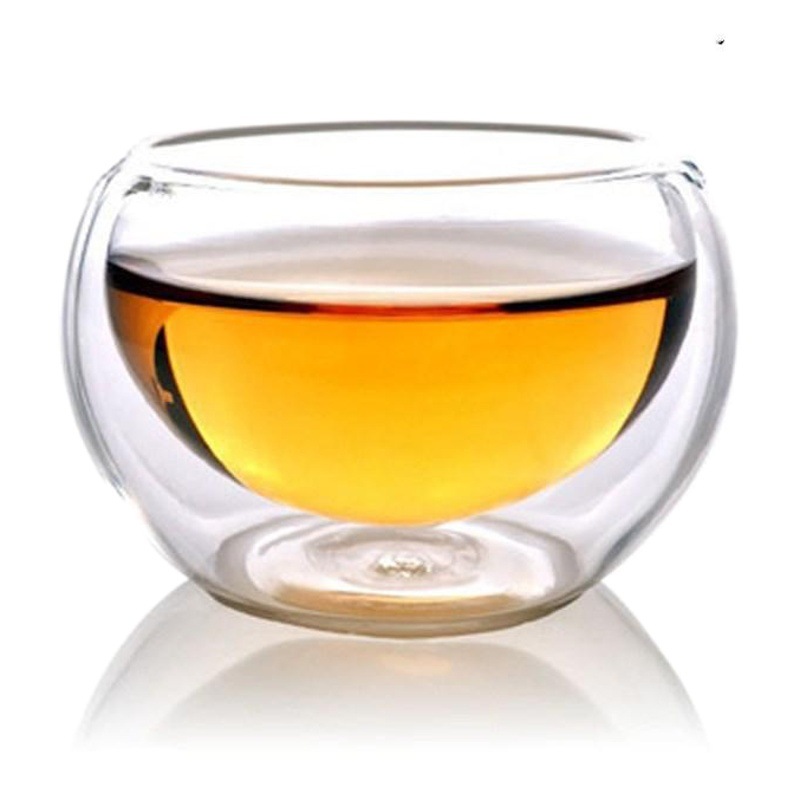 En stock taza de té de doble capa juego de té de Kung Fu Taza de vidrio de borosilicato de doble capa anti-escaldado aislamiento taza de té al por mayor