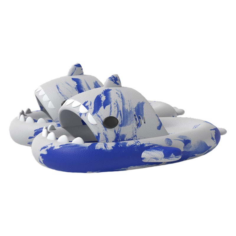 Transfronterizo de dos colores de tiburón 4CM sandalias de suela gruesa para hombres EVA ligero sensación de mierda Zapatillas de casa pareja zapatillas de Playa Mujeres