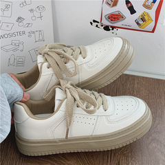 平底低幫韓版小白鞋女運動休閒潮流皮面帆布鞋2022新款港風板鞋子