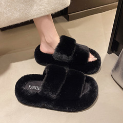 爆款毛毛鞋女外穿2025年新款秋冬时尚外出厚底毛绒茸茸居家棉拖鞋