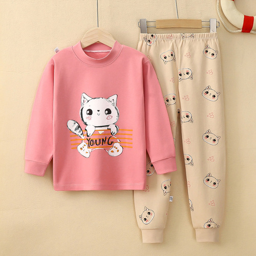 Children's underwear set, pure cotton, girls' home clothes, boys, teenagers, medium and large children's warm autumn clothes and long trousers children's clothing