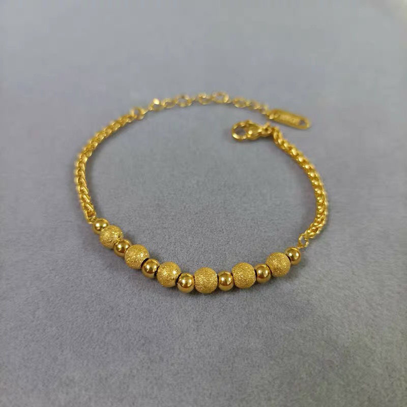 New 2022 Niche Fashion Versatile Design Exquisite and Compact Frosted Glossy Gold Ball Bead Bracelet Accessories Trendy