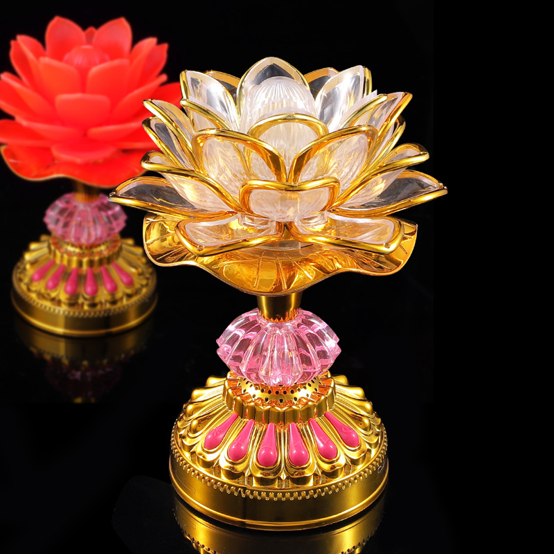 Lotus lights Colorful Gradient make offerings to Buddha Plug in a buddism godness guanyin charge household Worship Long light Manufactor wholesale