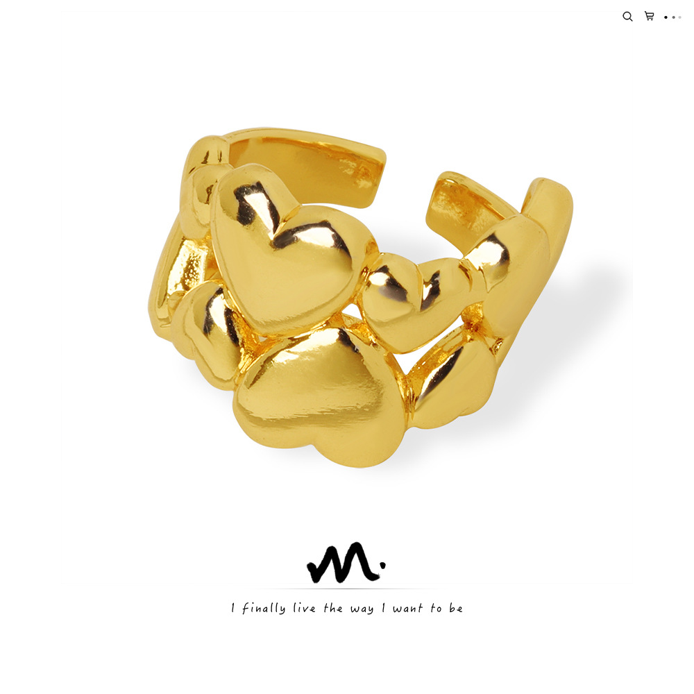 small design copper one size ring heart shaped