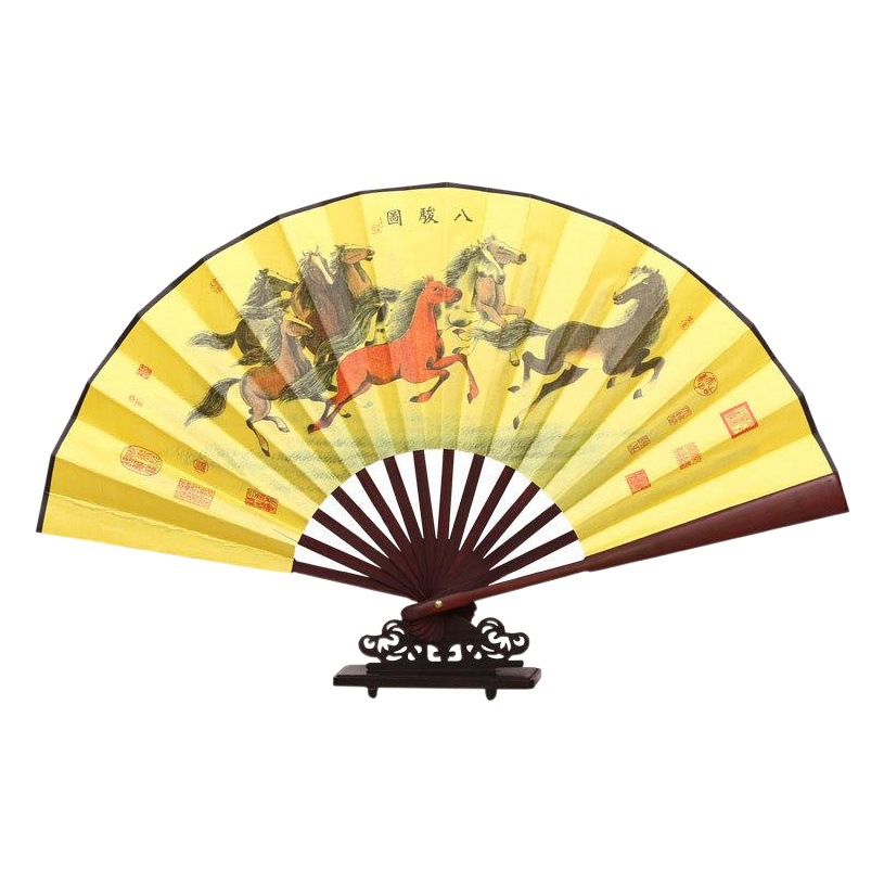 En stock venta al por mayor estilo chino danza estilo antiguo Hanfu ventilador de seda clásico 8 pulgadas ventilador de los hombres publicidad plegable ventilador fábrica recta